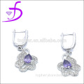 Attractive Newest Style amethyst 925 Sterling Silver butterfly earrings
